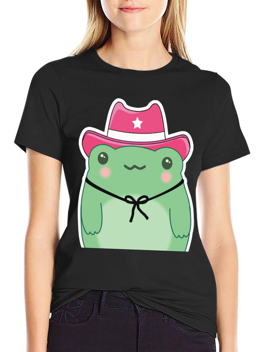 Cowboy Frog Graphic T-Shirt - Cute Cartoon Tee
