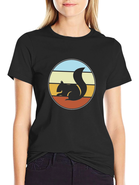 Retro Squirrel Graphic Tee - Unisex Black T-Shirt
