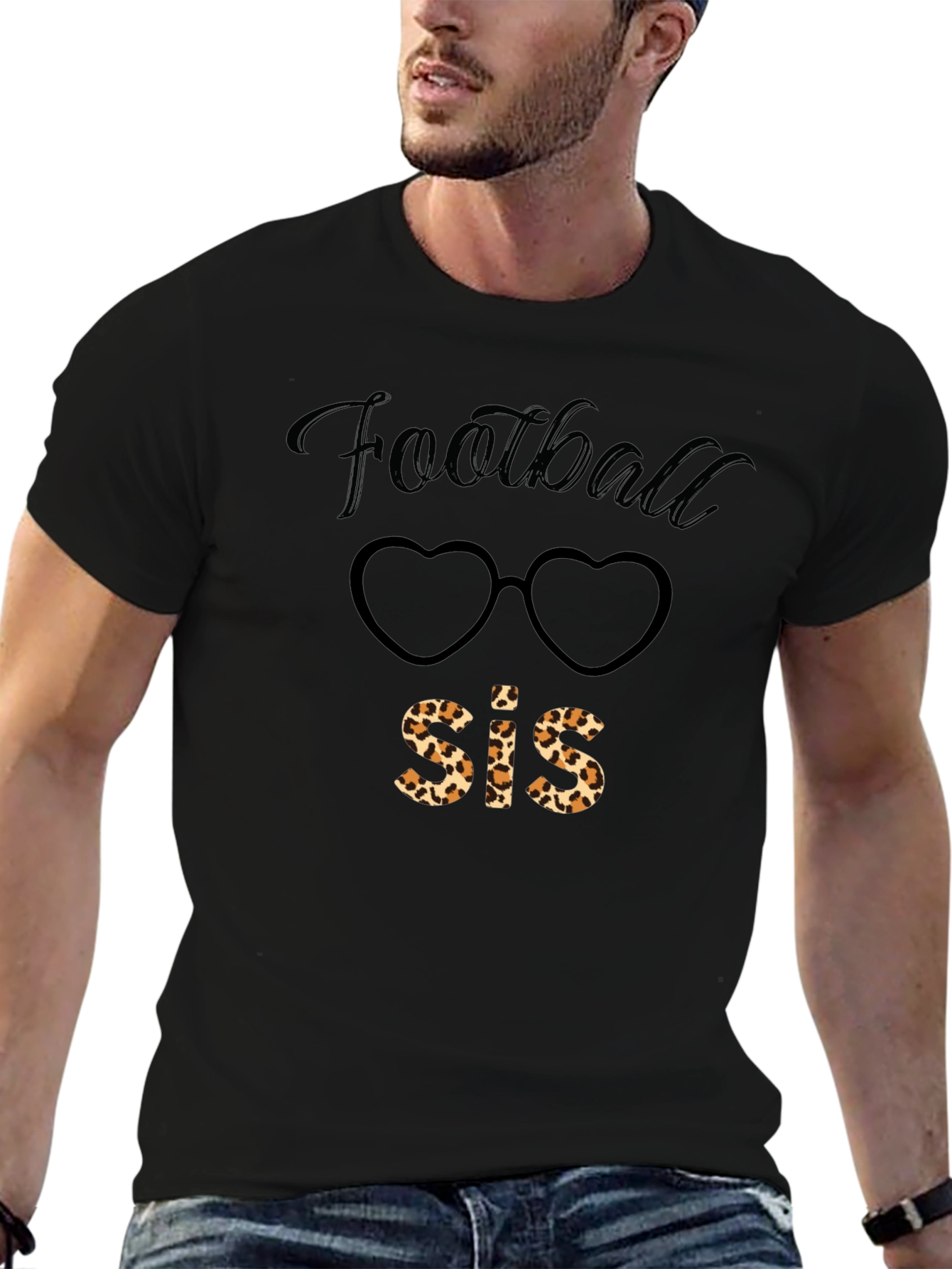 Football Sis Leopard Print Graphic Tee