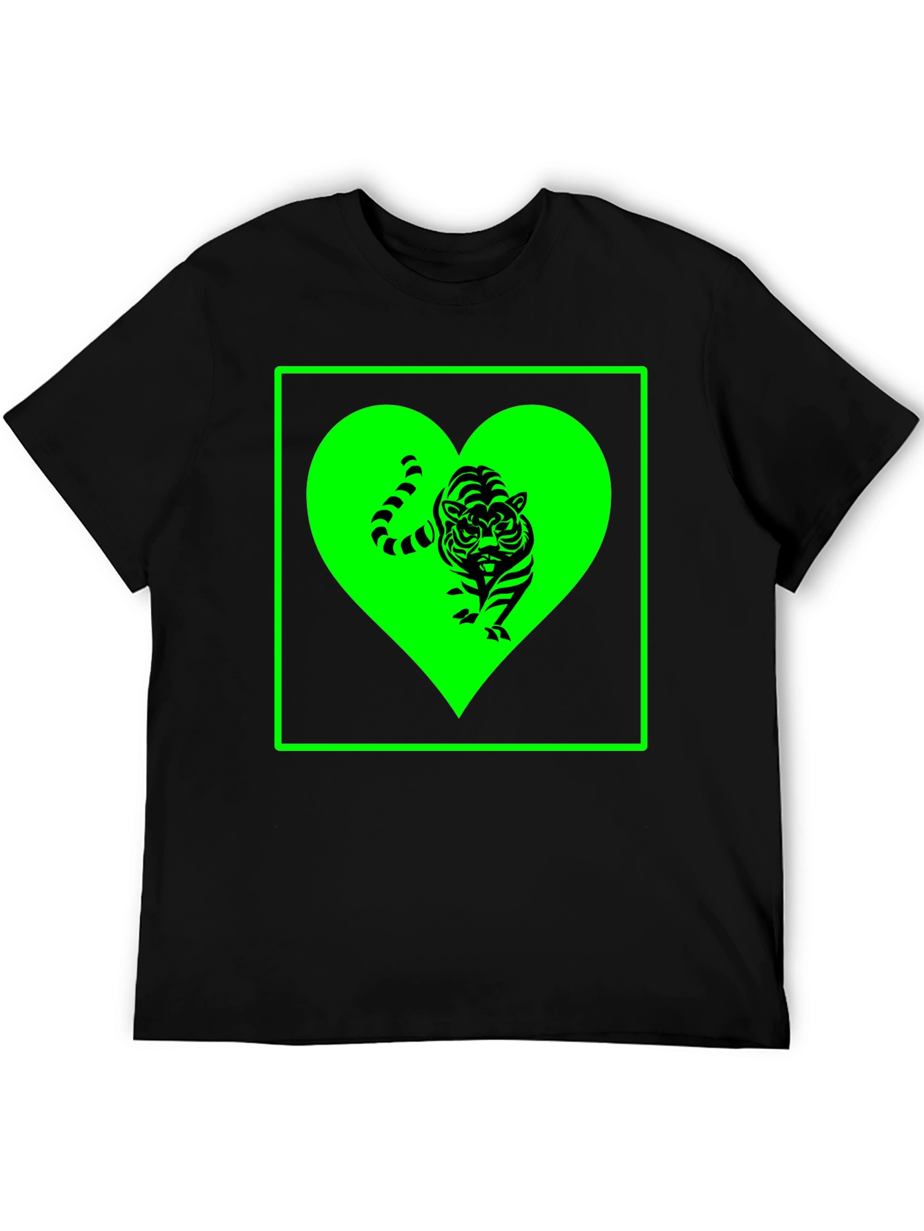 Tiger Heart Graphic Tee - Trendy Black T-Shirt