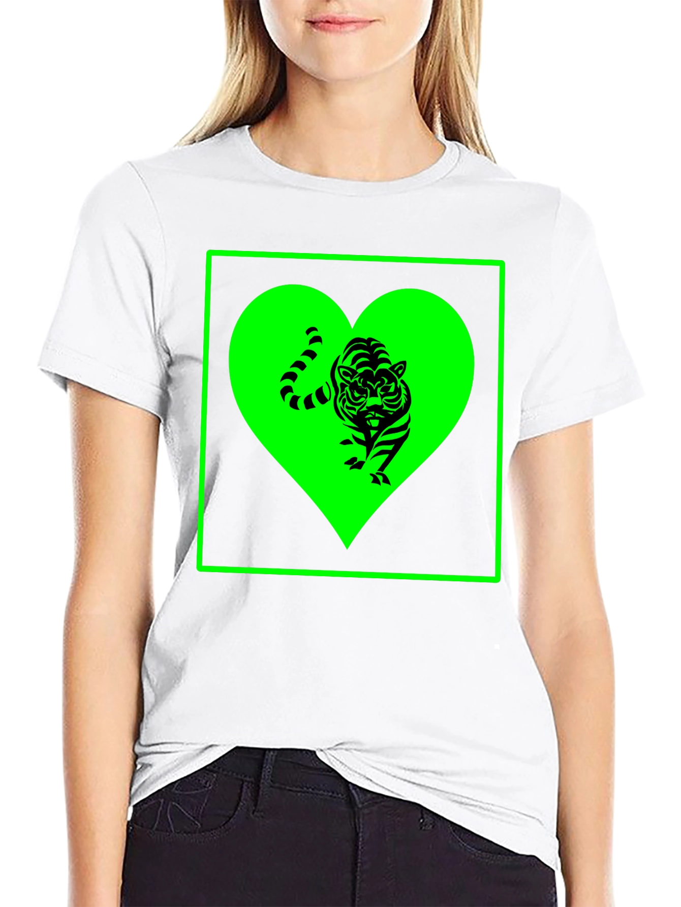 Tiger Heart Graphic Tee - Trendy Black T-Shirt