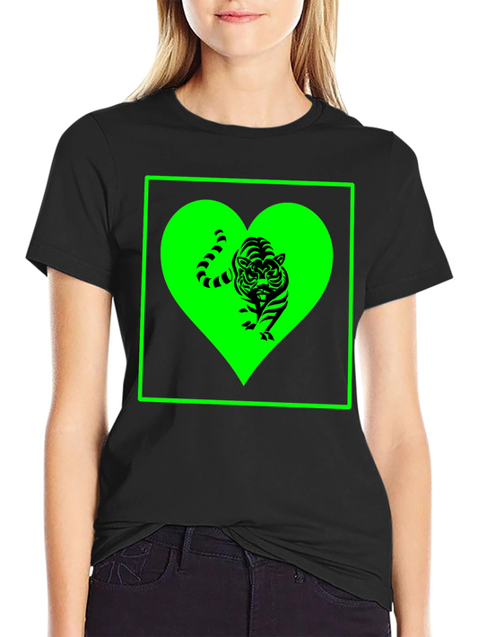 Tiger Heart Graphic Tee - Trendy Black T-Shirt