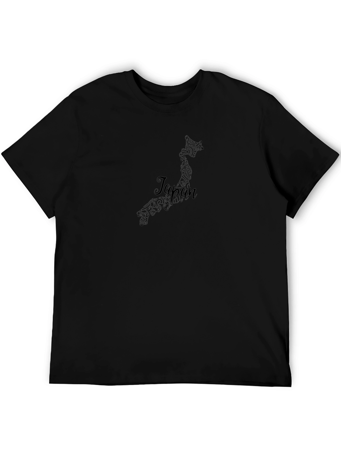 Japan Map Graphic Tee - Black Cotton T-Shirt