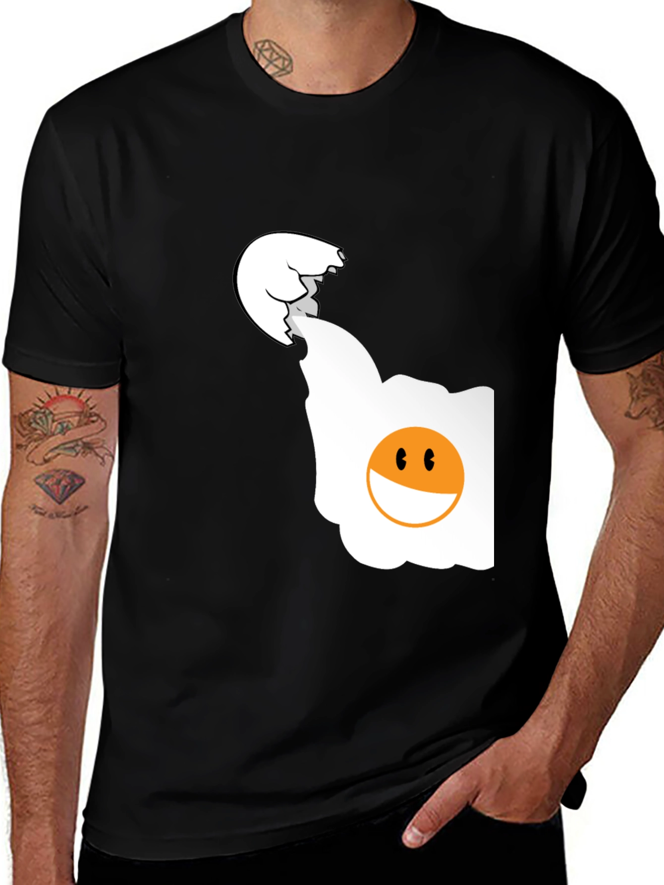 Funny Egg Graphic T-Shirt - Black Casual Tee