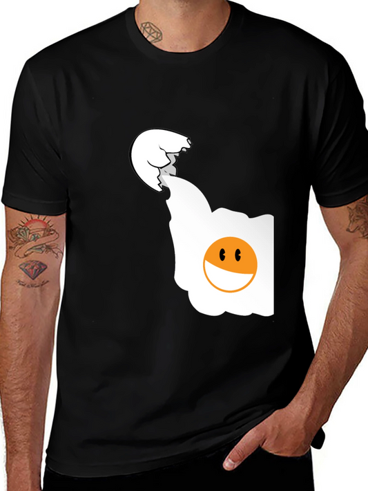 Funny Egg Graphic T-Shirt - Black Casual Tee