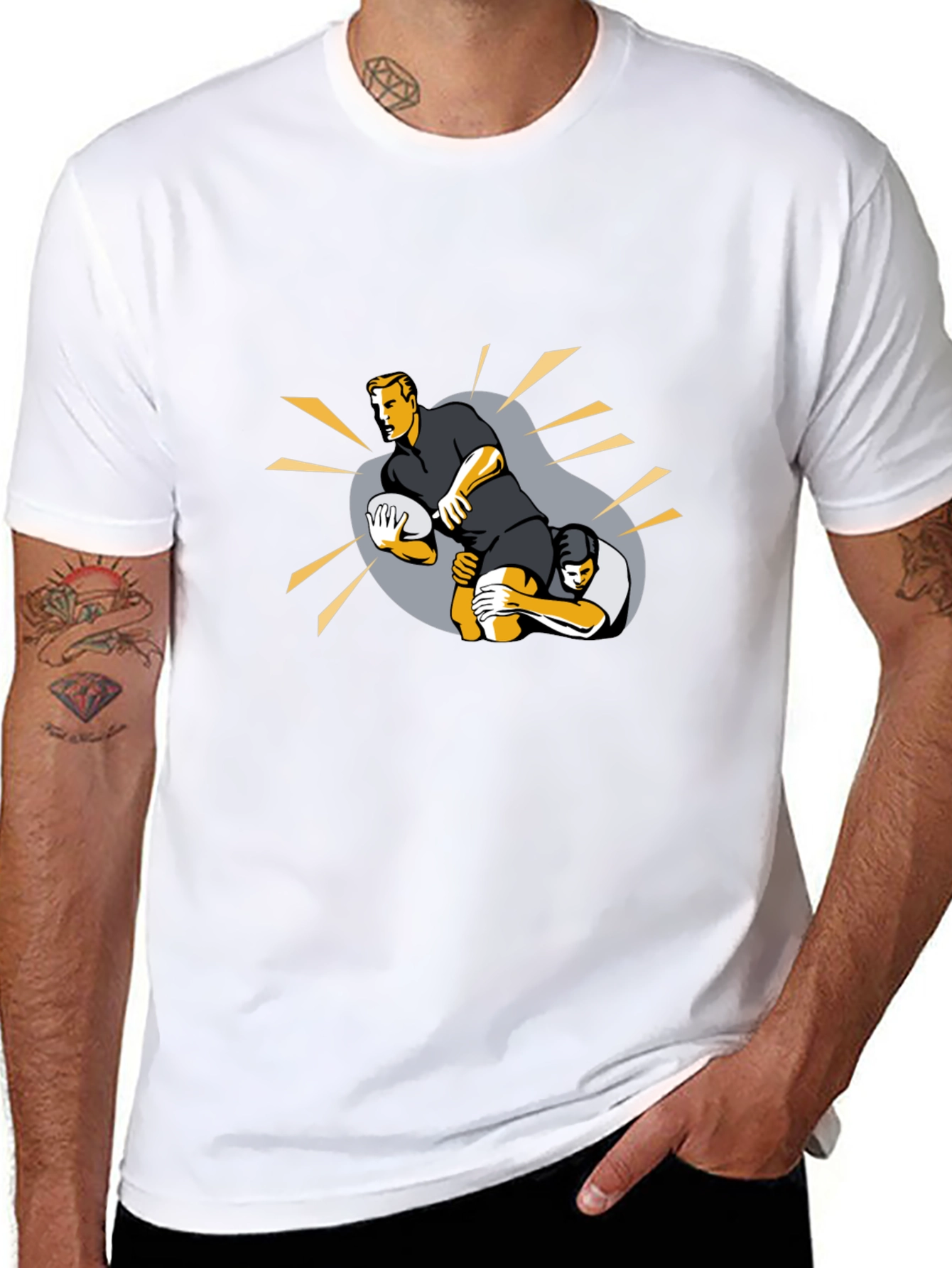 Rugby Player Graphic Black Tee