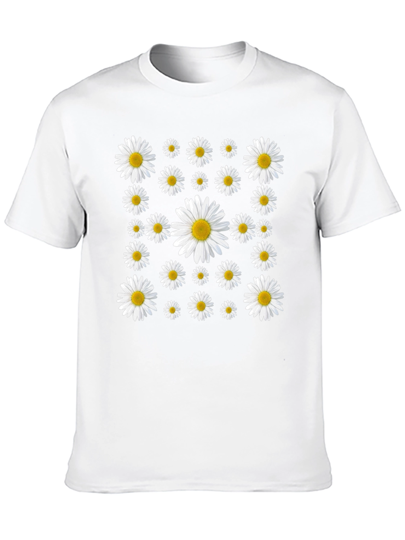 Daisy Pattern T-Shirt - Black Cotton Tee