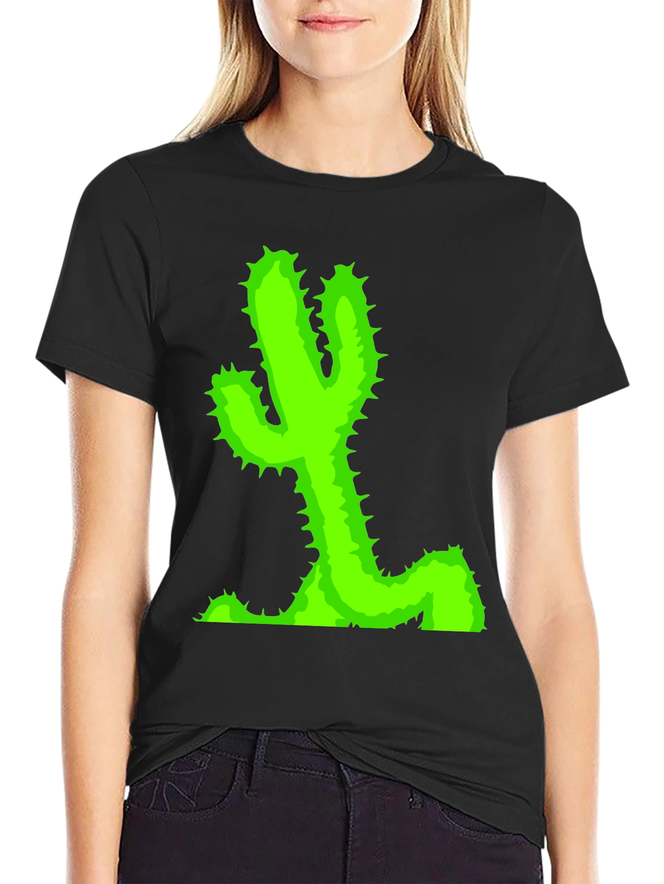 Cactus Graphic T-Shirt - Black Casual Tee