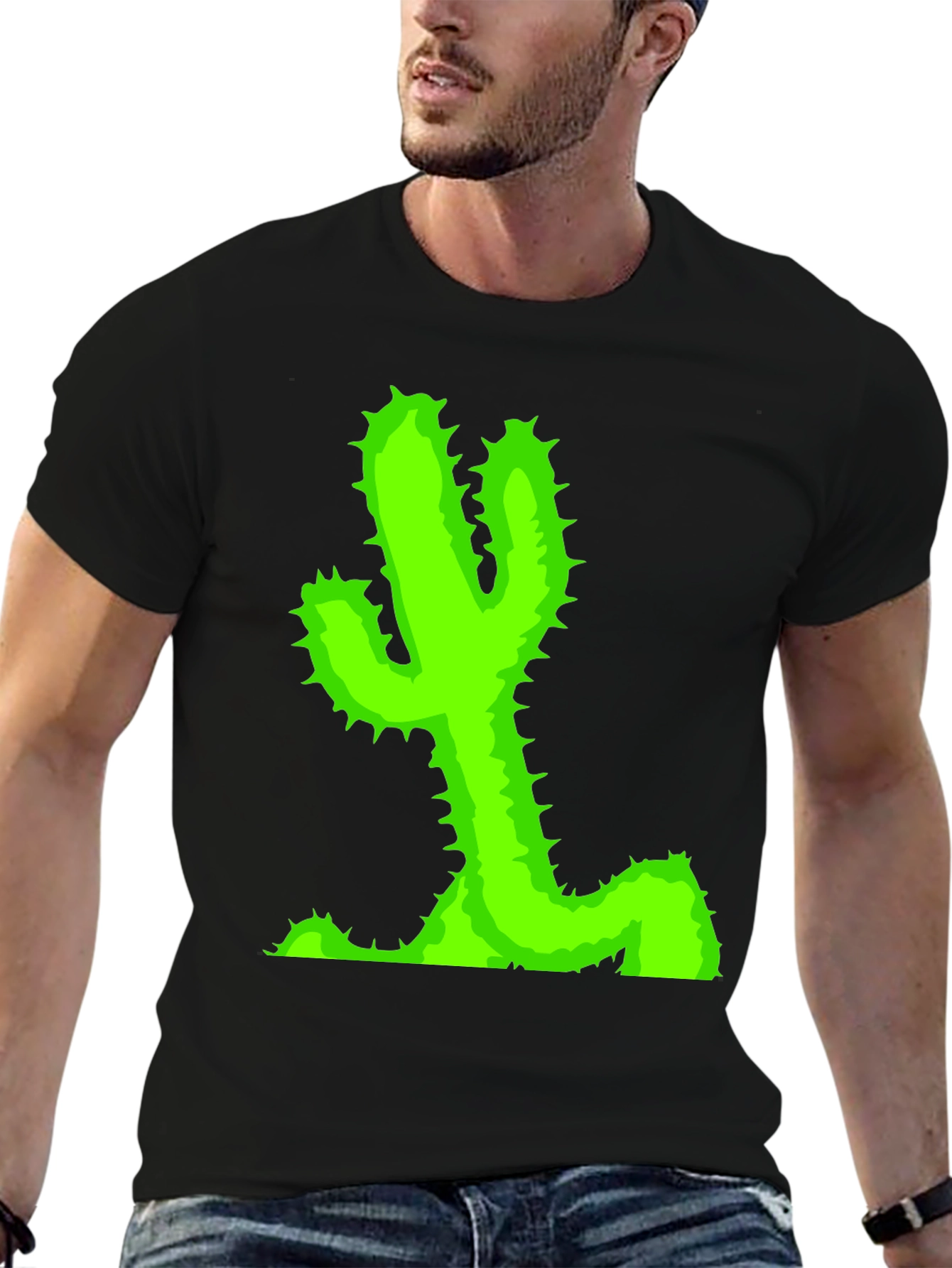 Cactus Graphic T-Shirt - Black Casual Tee