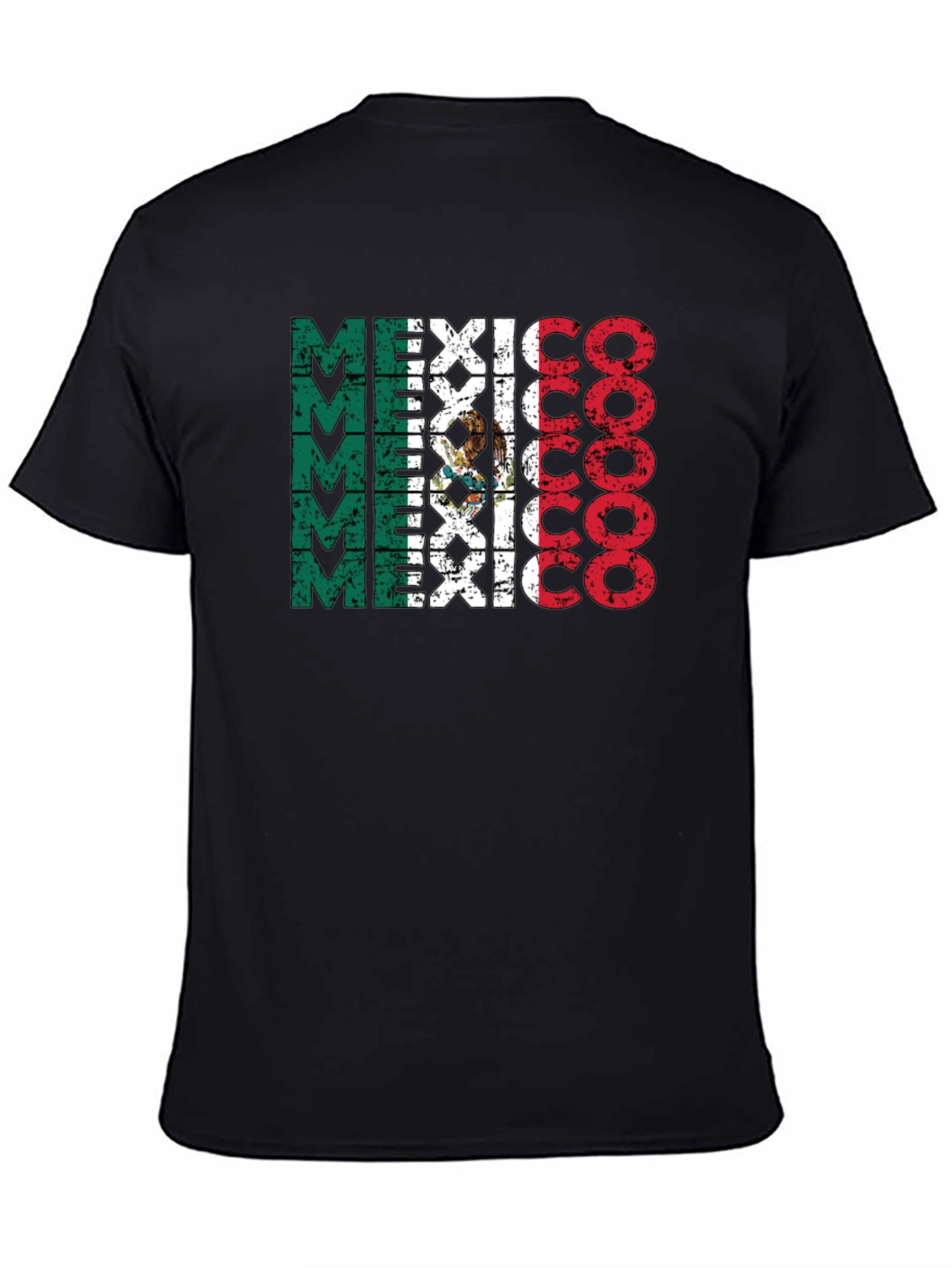 Mexico Flag T-Shirt Black Crewneck