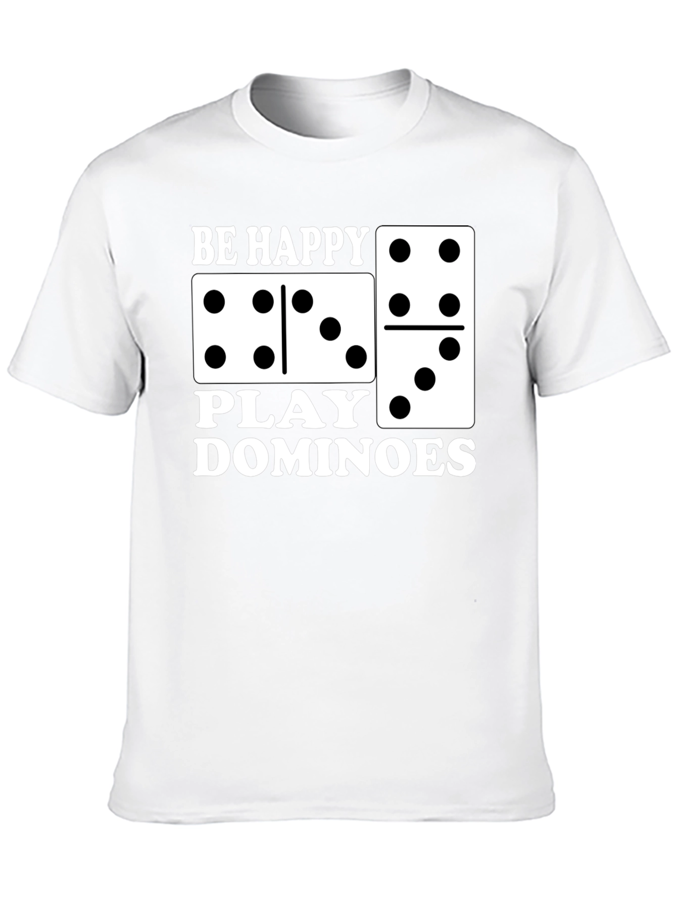 Be Happy Play Dominoes Black T-Shirt