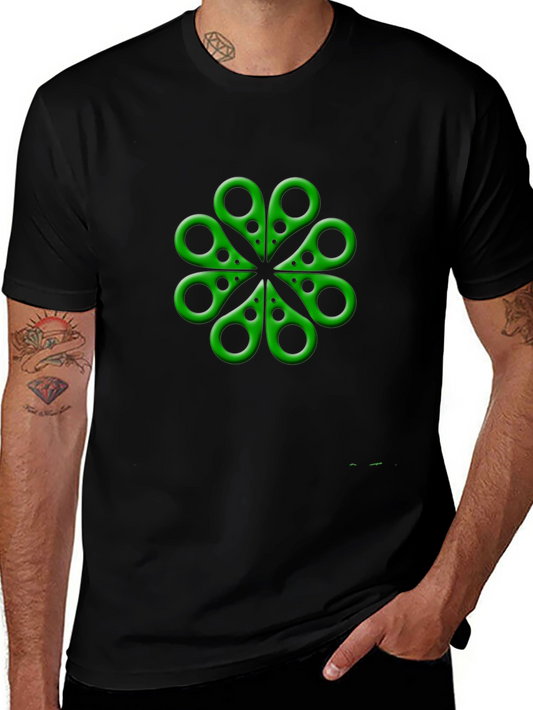 Green Clover Scissors Graphic T-Shirt