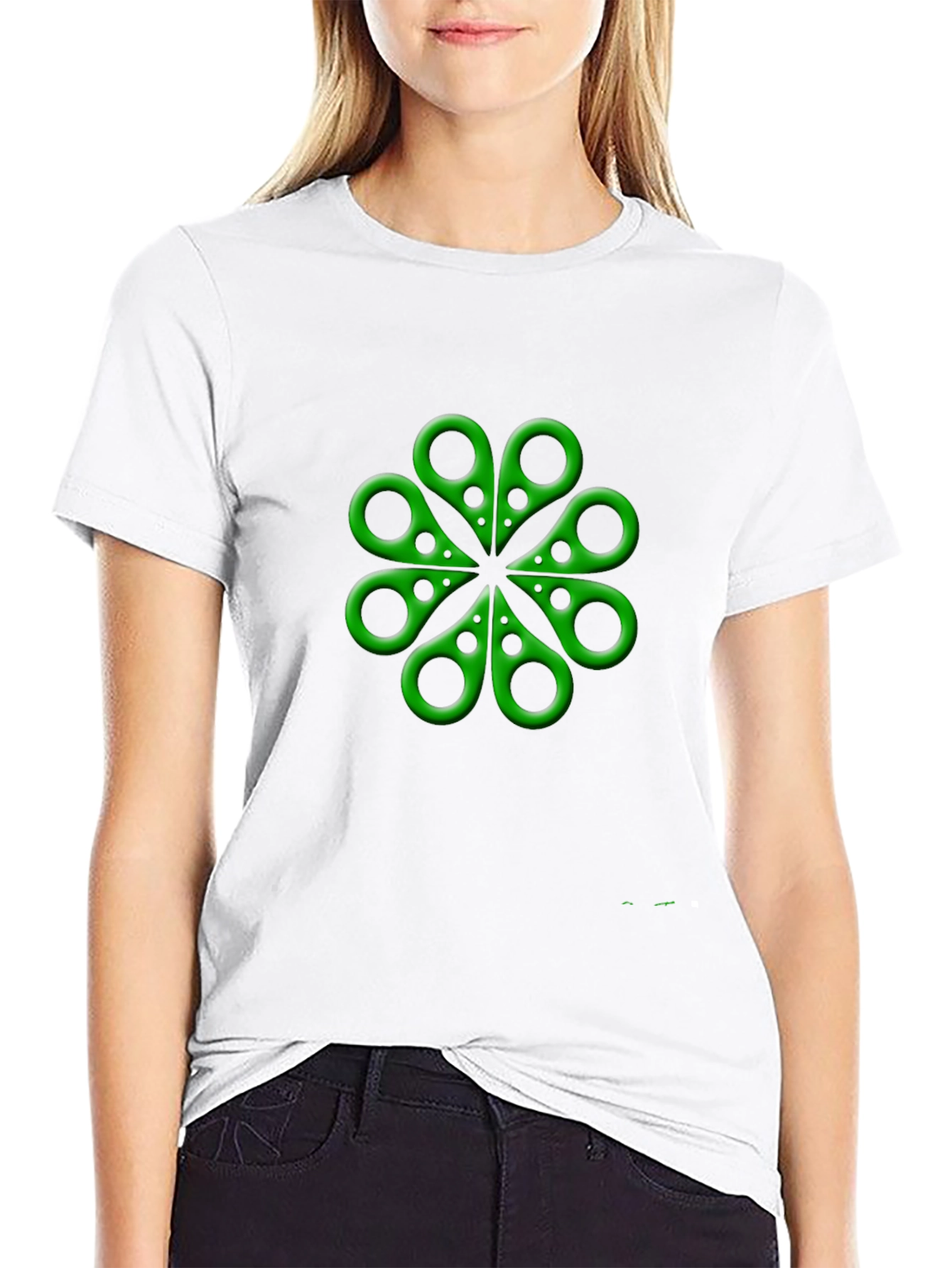 Green Clover Scissors Graphic T-Shirt