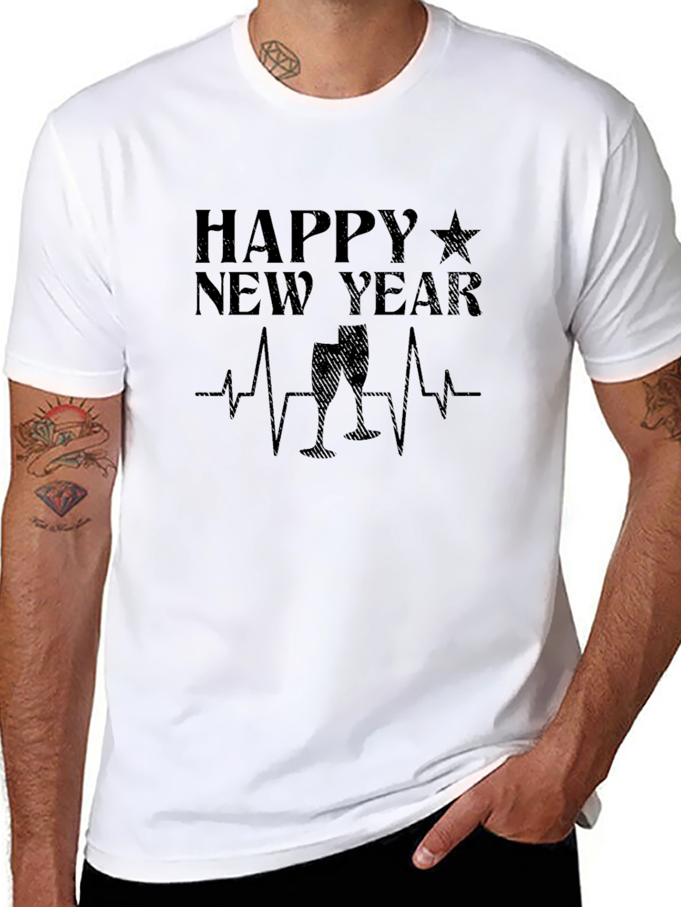 Happy New Year Graphic Tee - Black