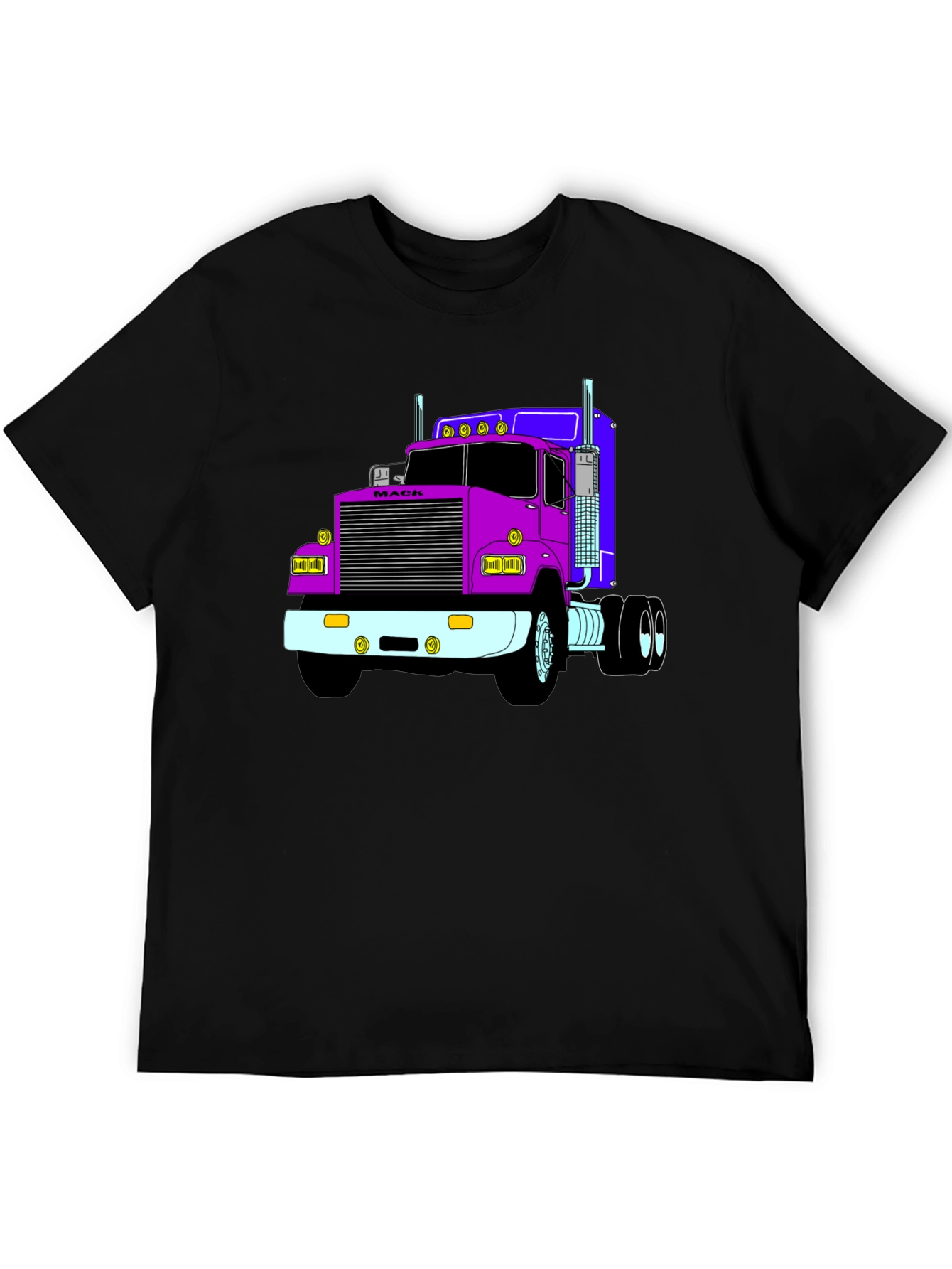 Truck Graphic Tee - Black Cotton Blend T-Shirt