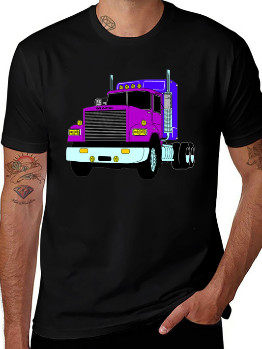 Truck Graphic Tee - Black Cotton Blend T-Shirt