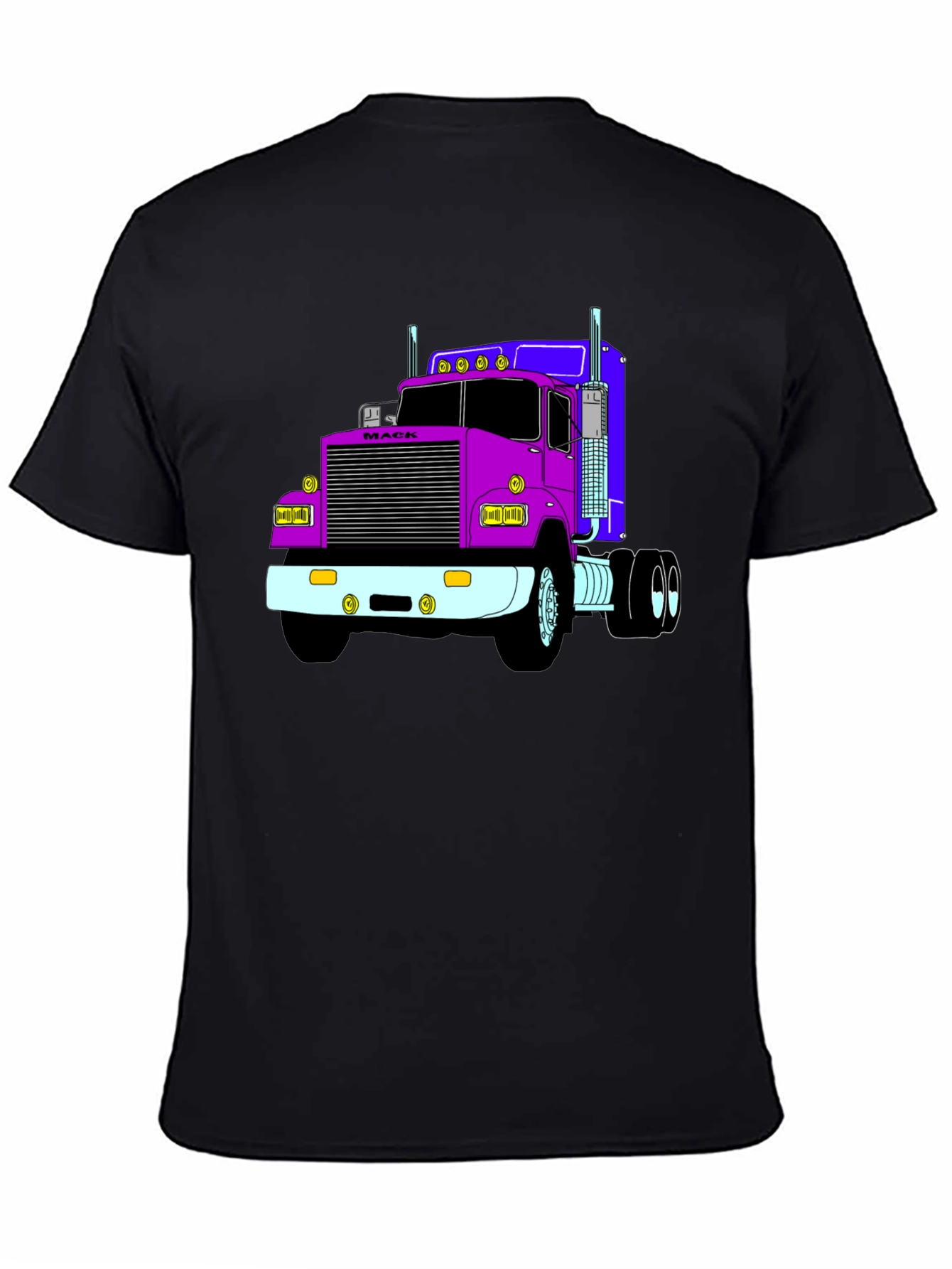 Truck Graphic Tee - Black Cotton Blend T-Shirt