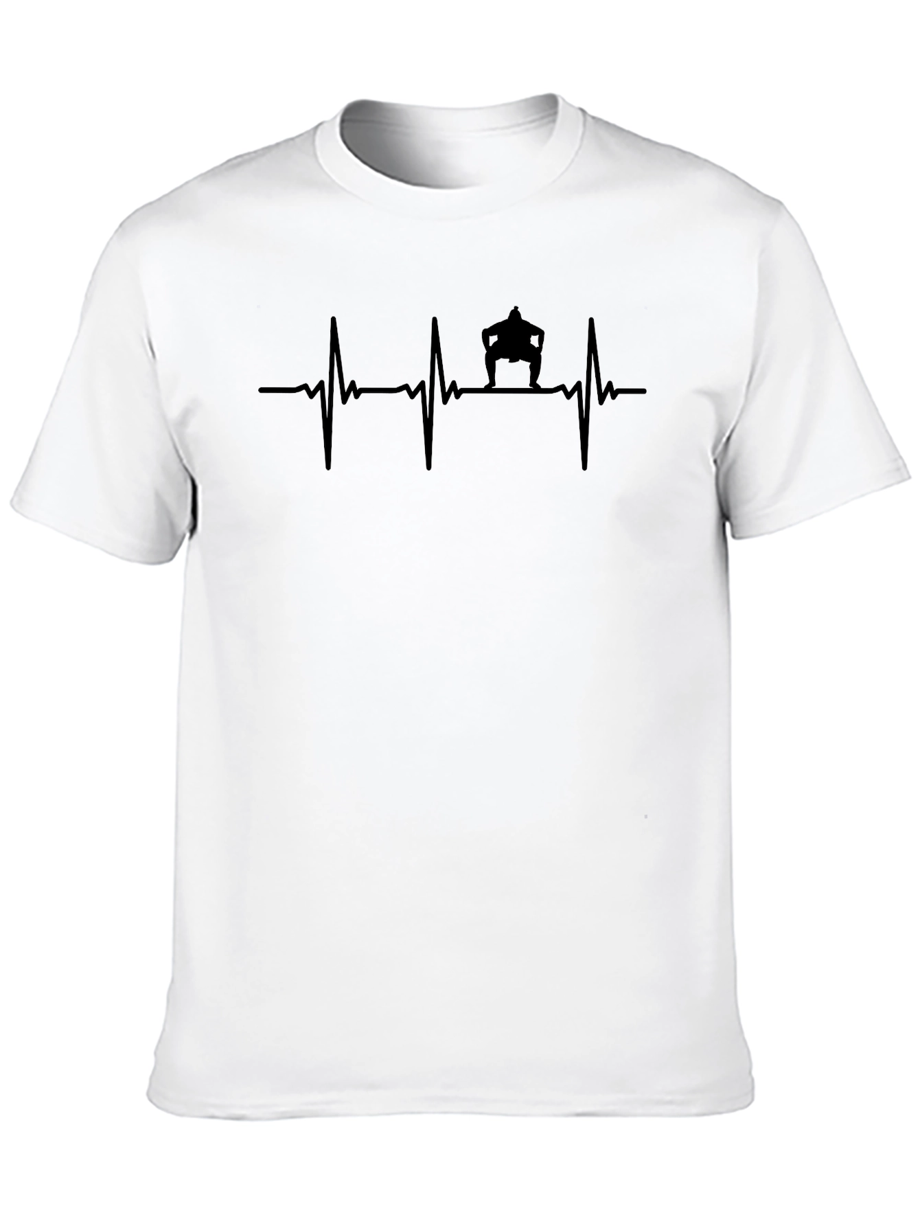 Sumo Wrestler Heartbeat T-Shirt - Black