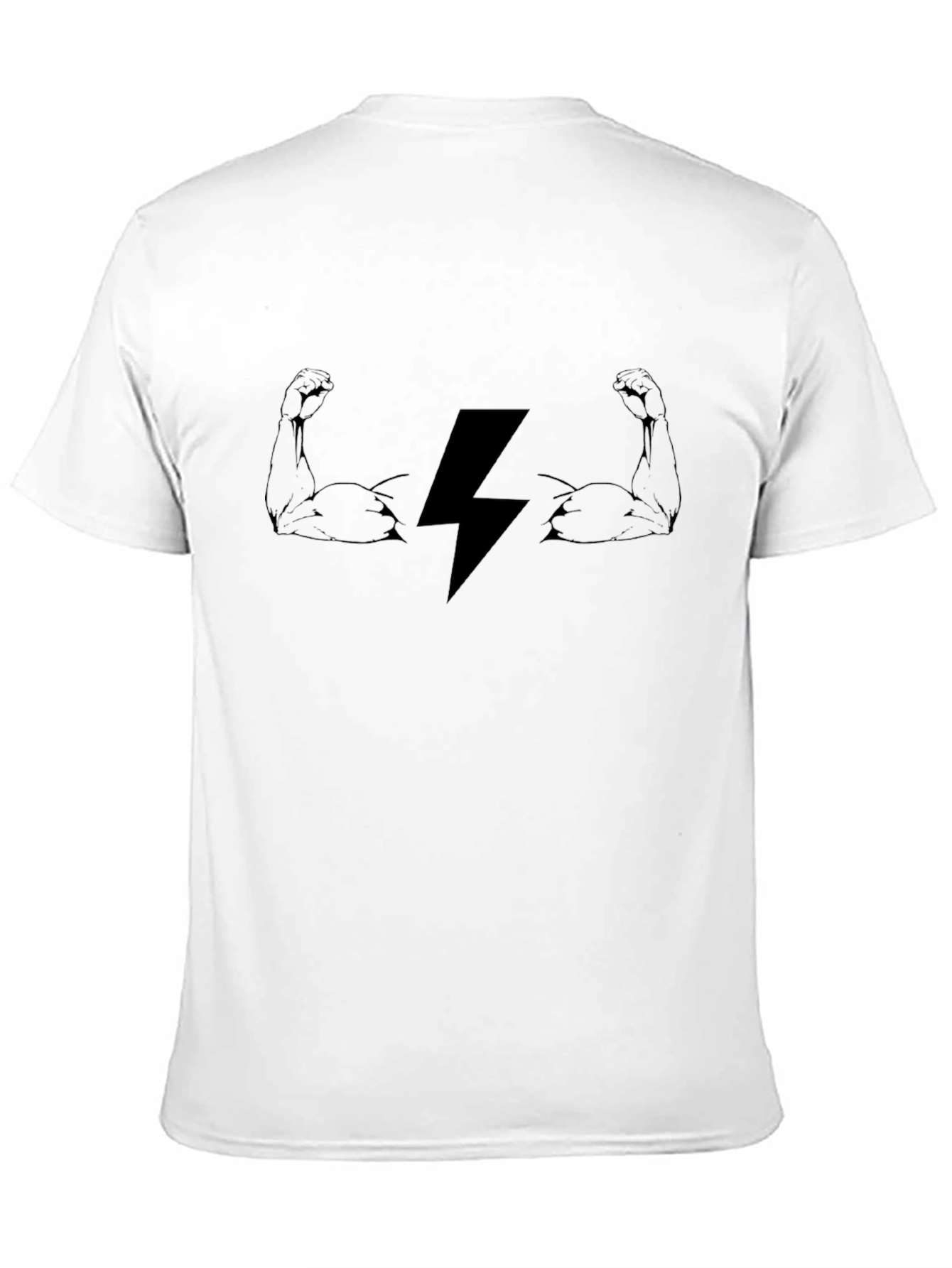 Black Graphic Tee - Lightning Bolt & Muscles