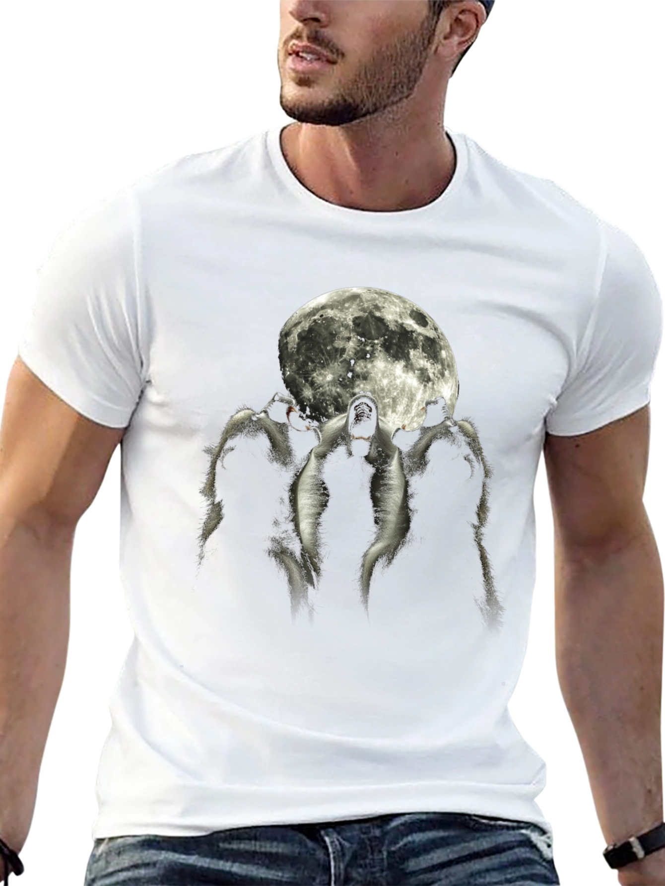 Wolf Moon Graphic Tee - Black Short Sleeve