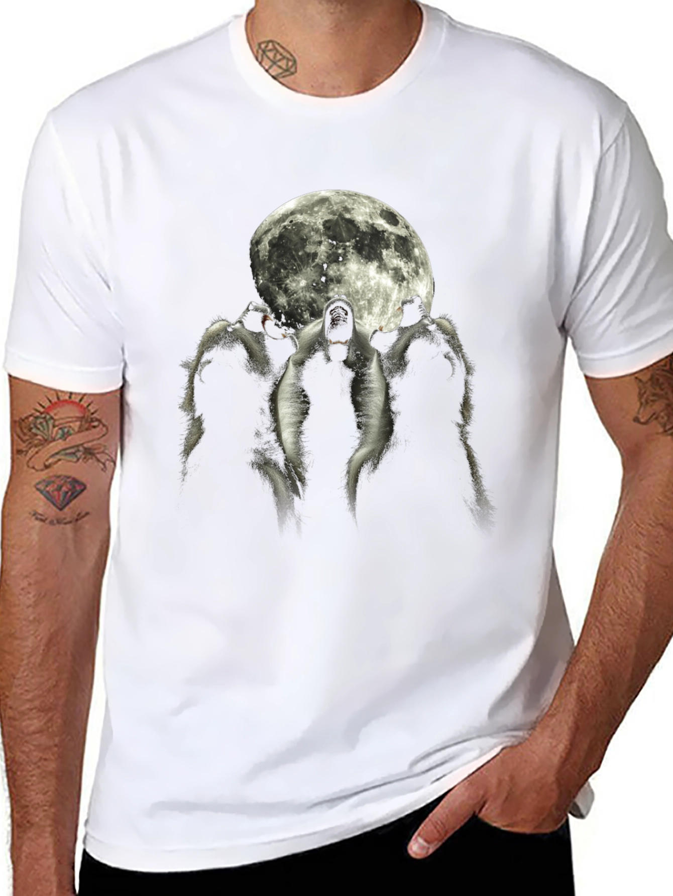 Wolf Moon Graphic Tee - Black Short Sleeve