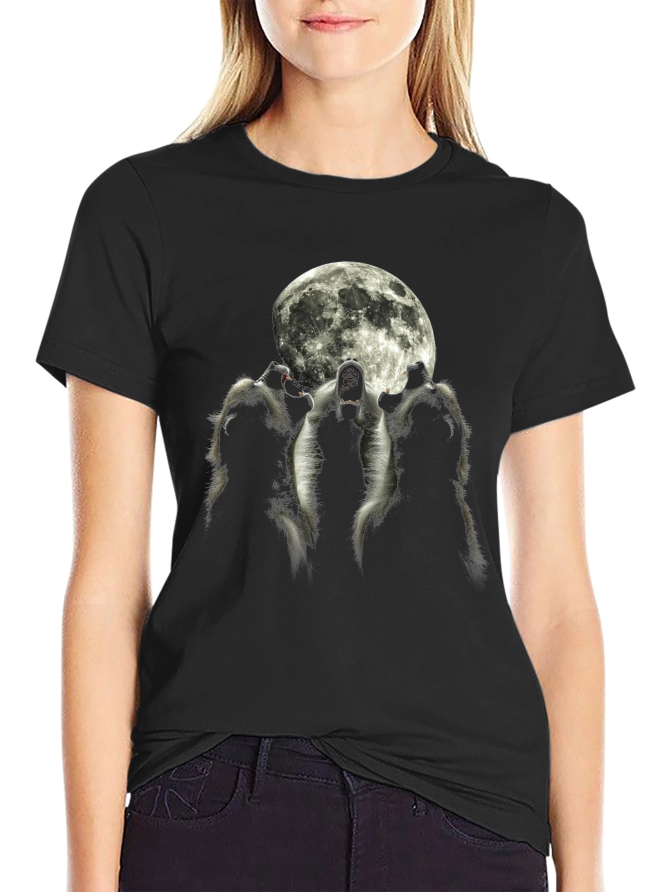 Wolf Moon Graphic Tee - Black Short Sleeve
