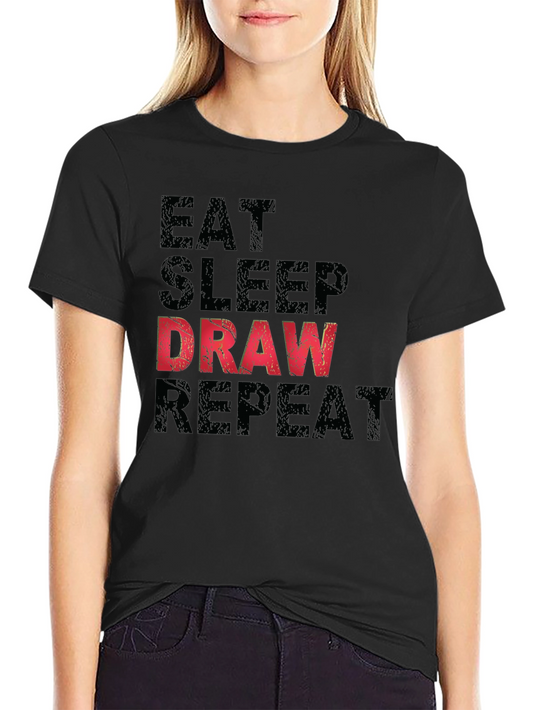 Eat Sleep Draw Repeat Graphic Tee - Black
