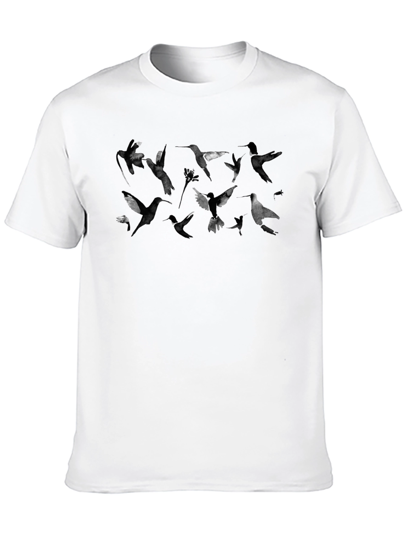 Birds Print Black T-Shirt