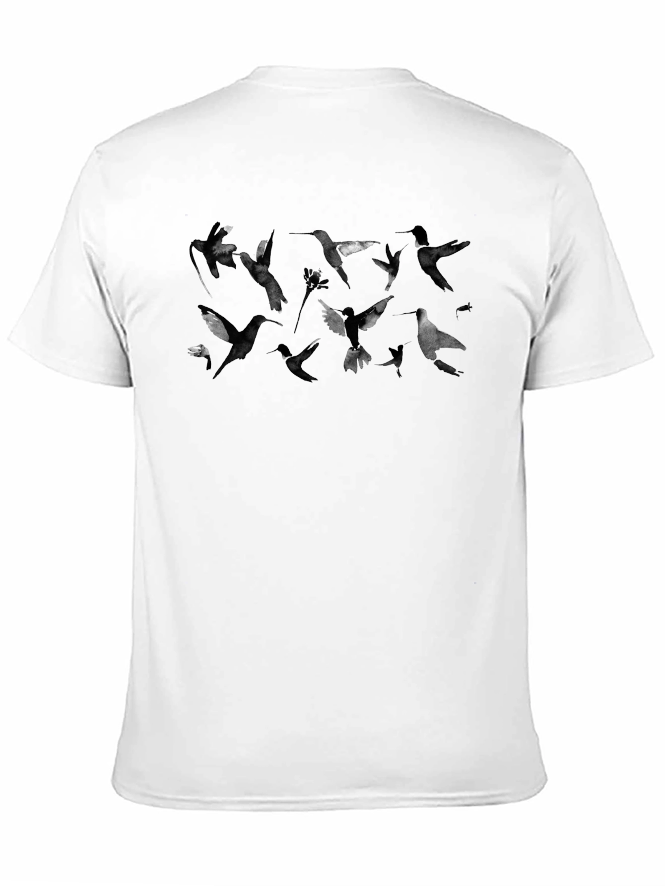 Birds Print Black T-Shirt