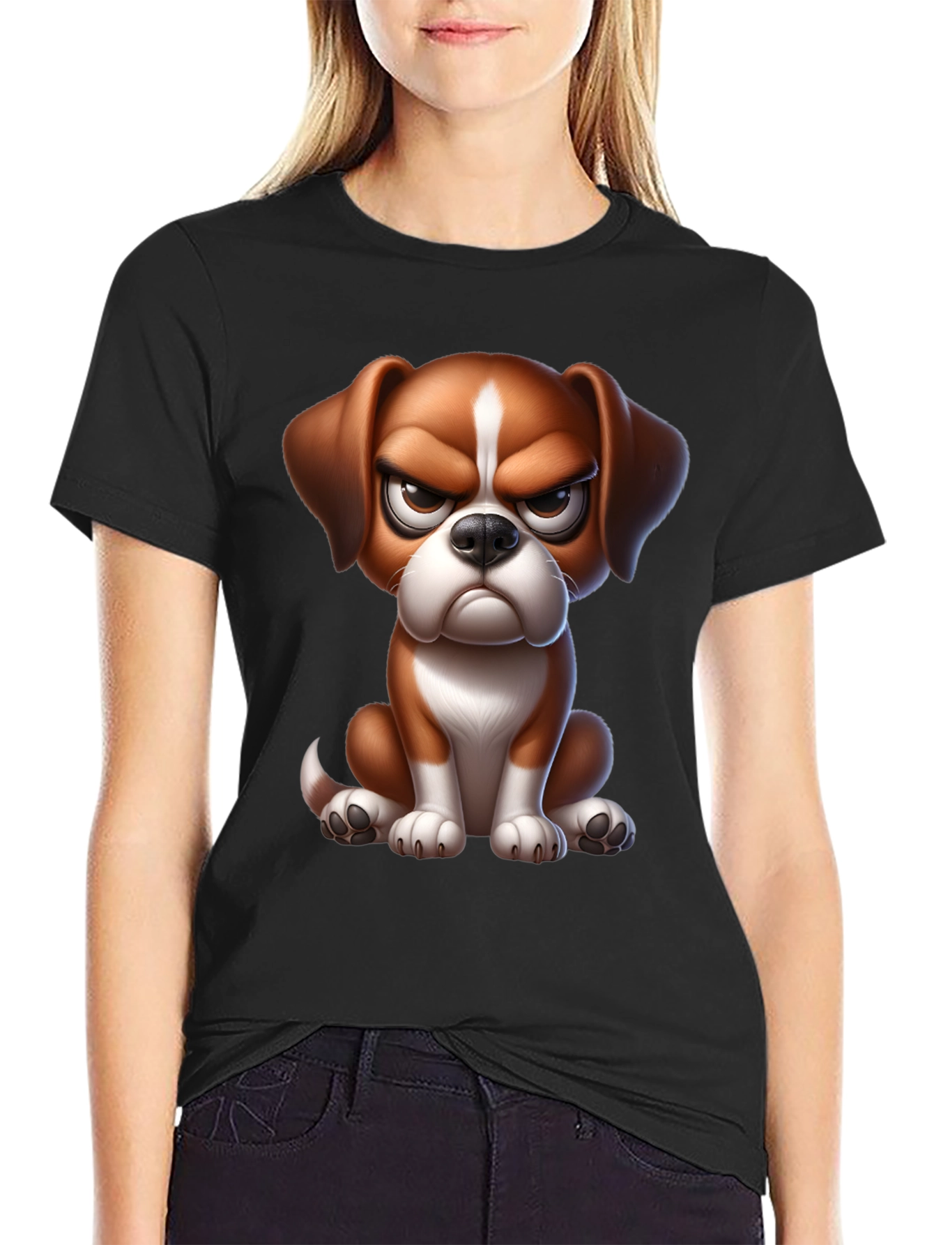 Grumpy Cartoon Dog Graphic Tee