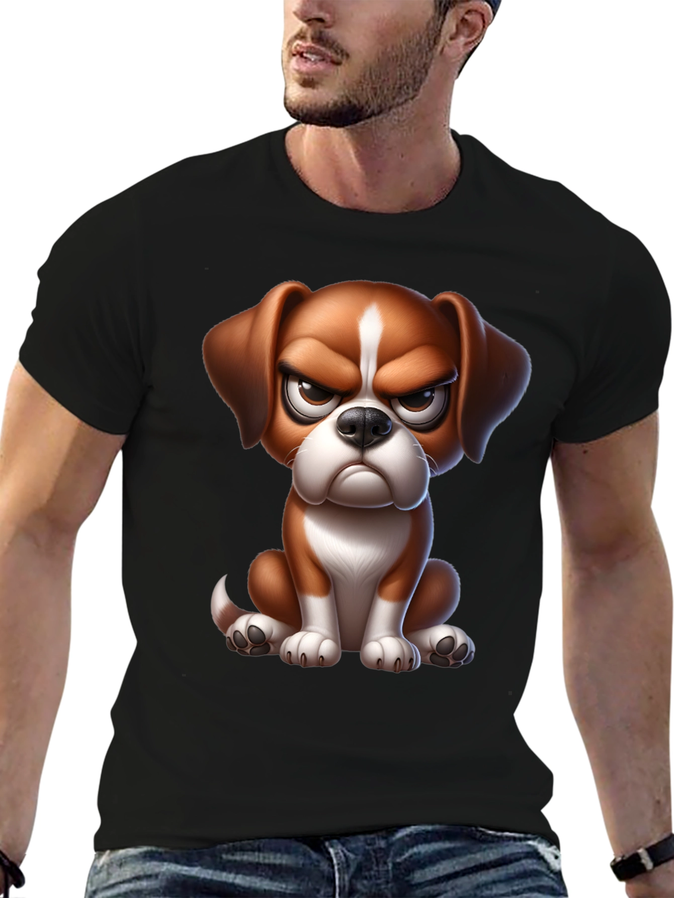 Grumpy Cartoon Dog Graphic Tee