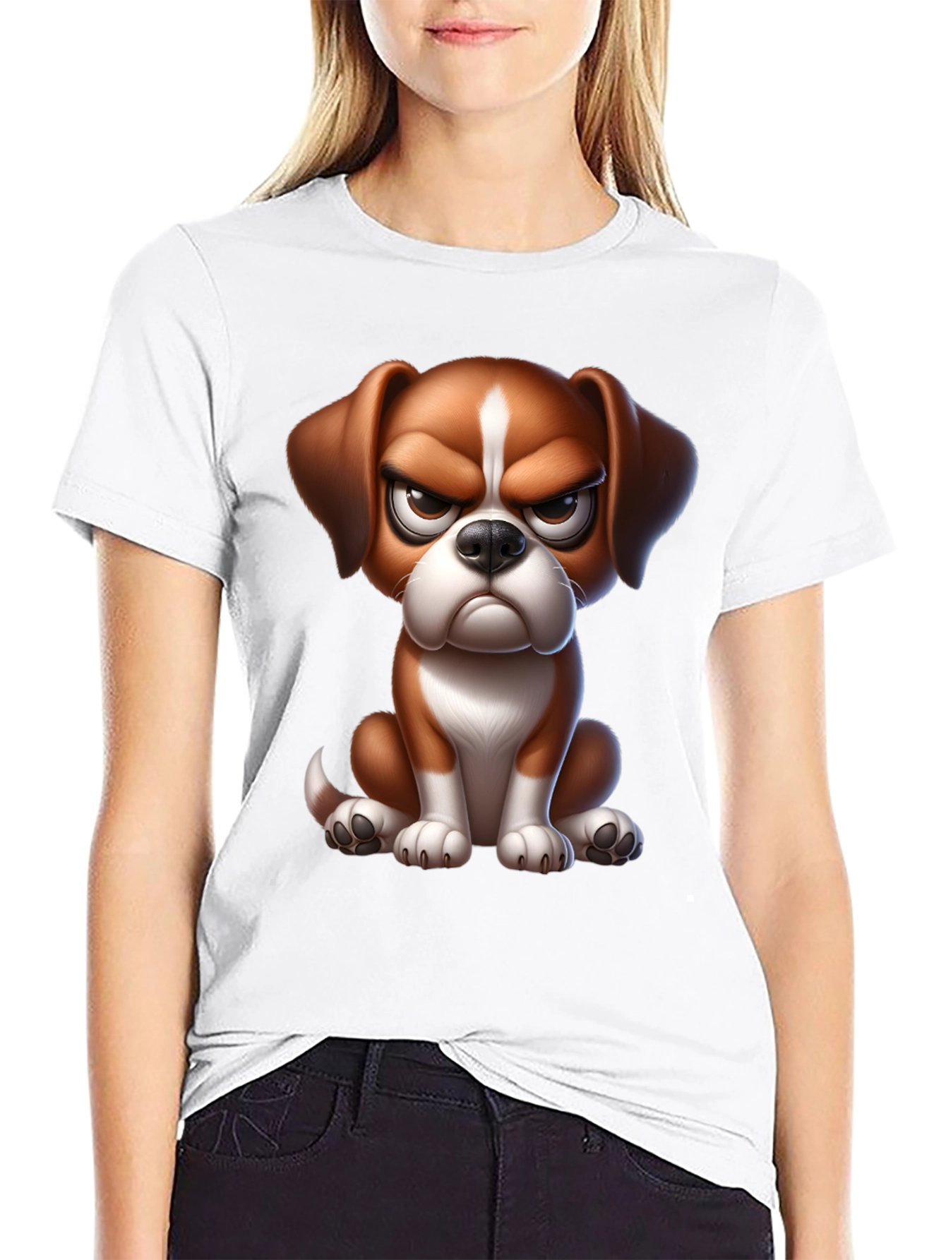 Grumpy Cartoon Dog Graphic Tee