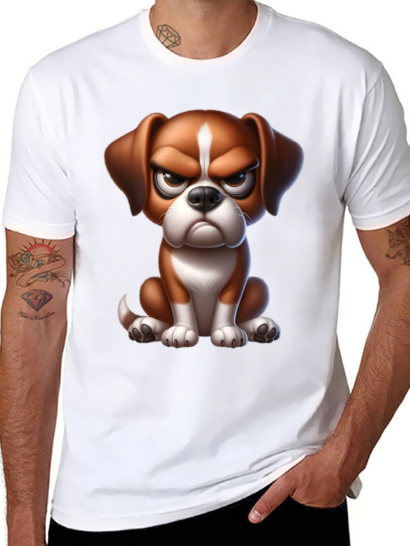 Grumpy Cartoon Dog Graphic Tee