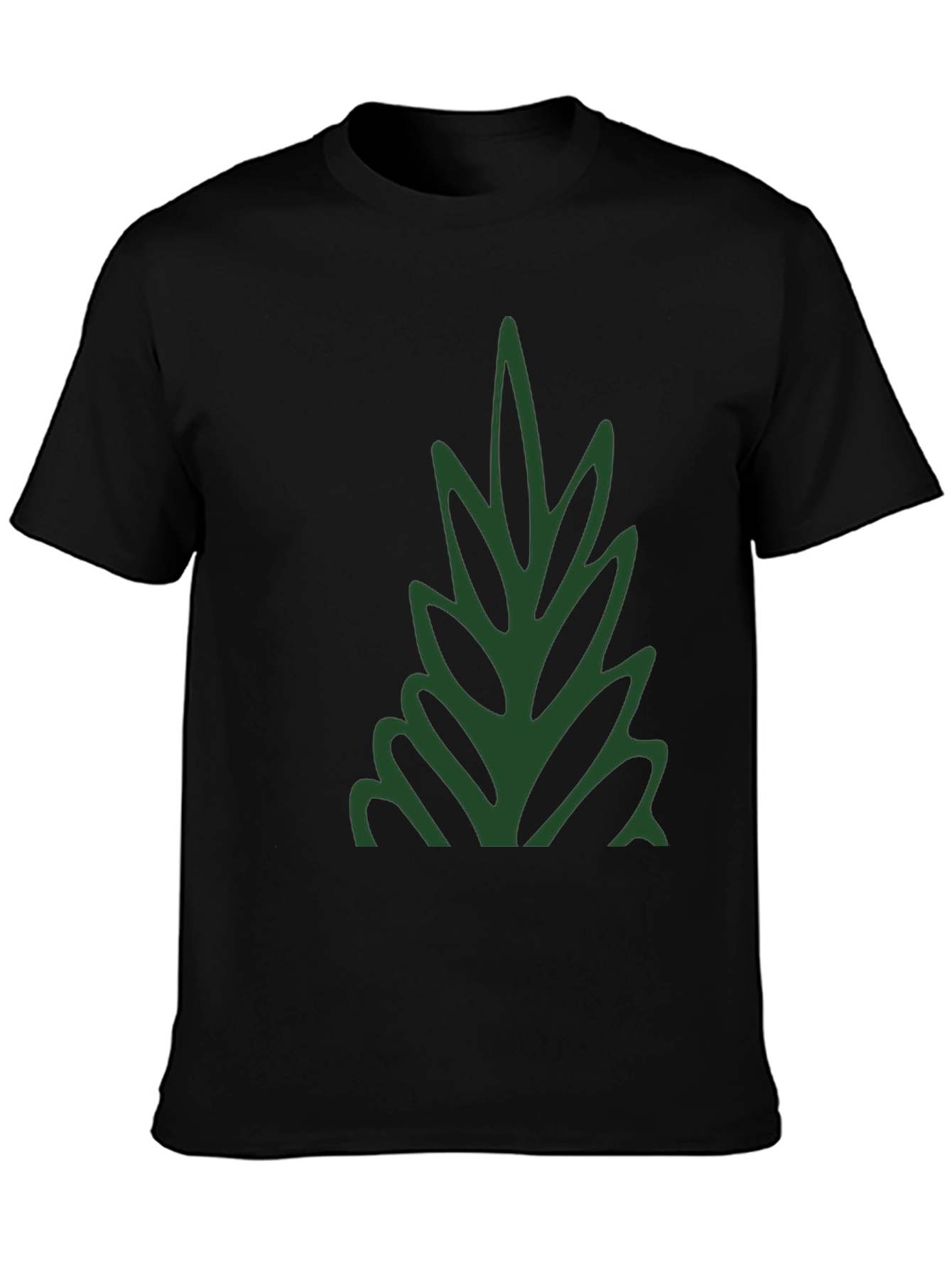 Stylish Black T-Shirt with Green Leaf Design