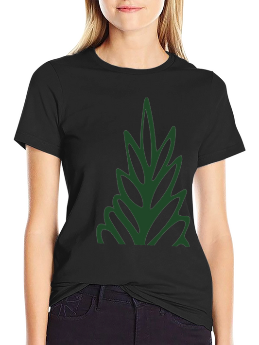 Stylish Black T-Shirt with Green Leaf Design