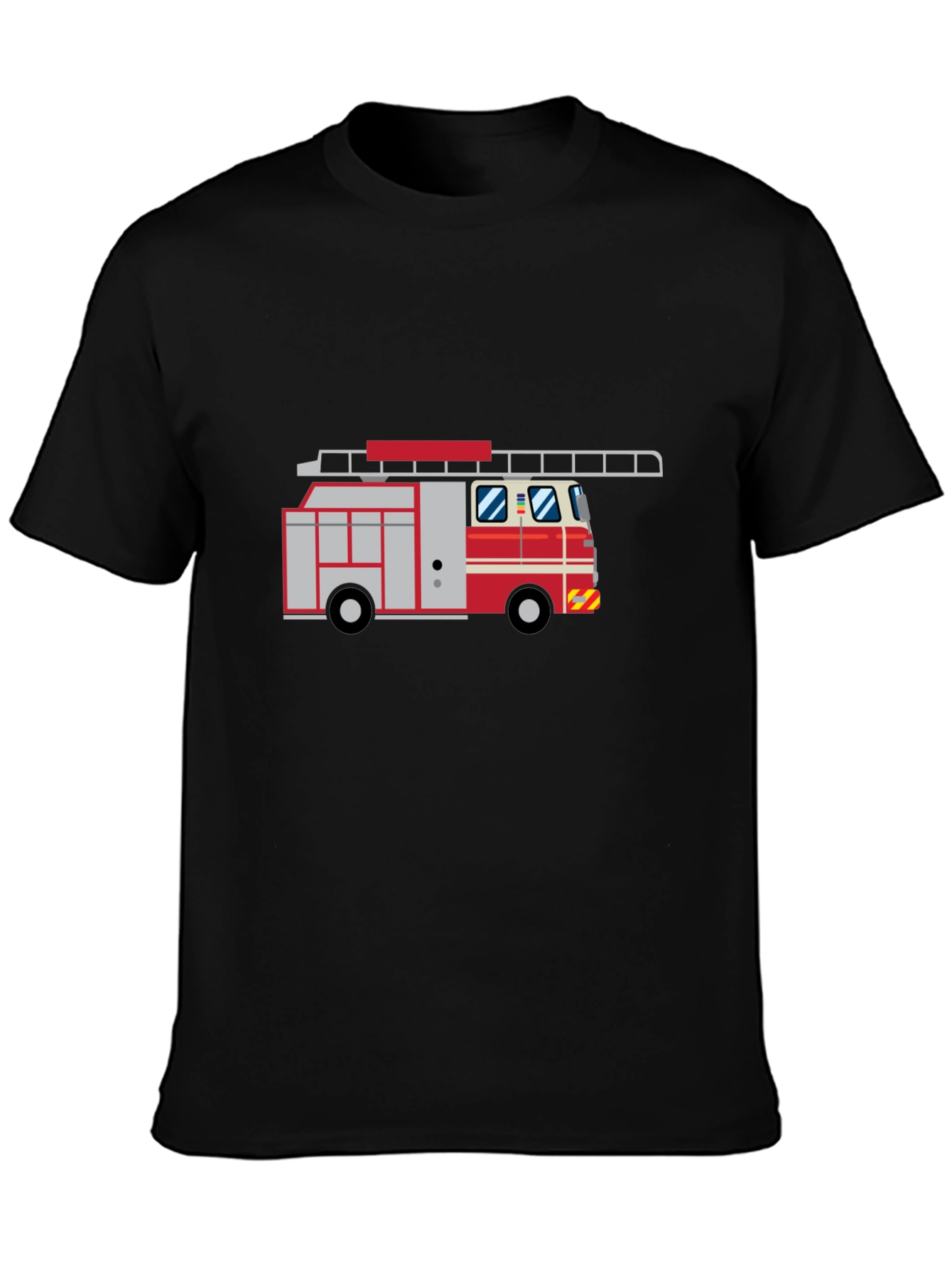 Fire Truck Graphic Tee - Black Cotton T-Shirt