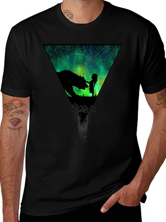 Cosmic Bear & Girl Graphic T-Shirt