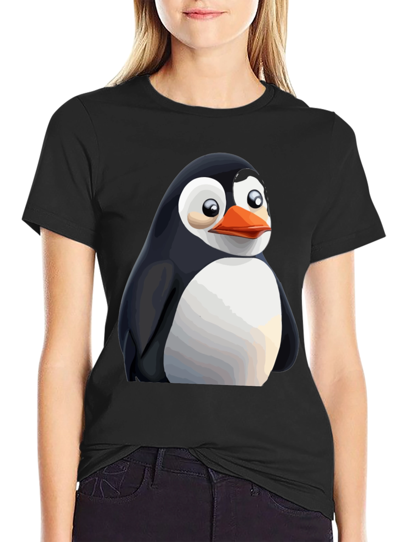 Penguin Graphic Print T-Shirt - Black