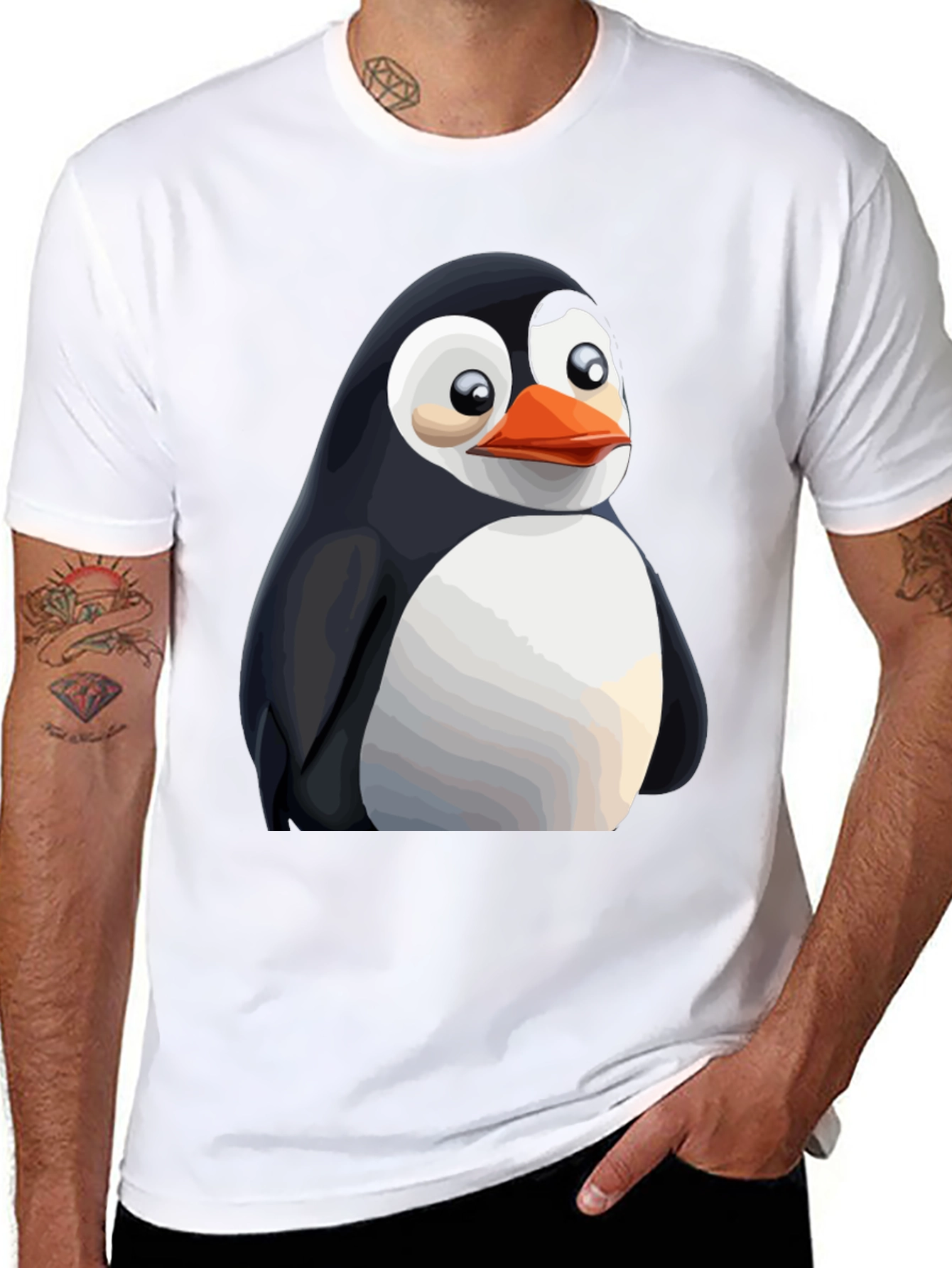 Penguin Graphic Print T-Shirt - Black