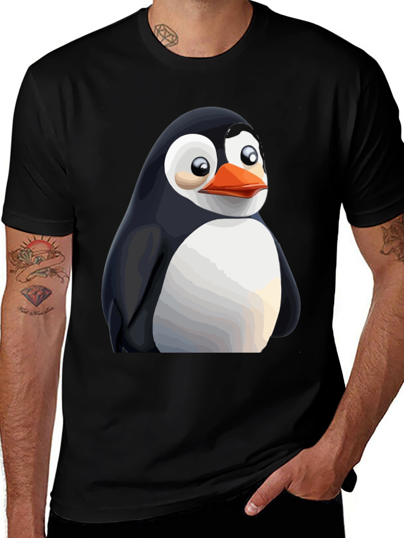 Penguin Graphic Print T-Shirt - Black