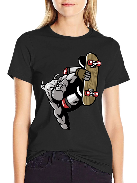 Bulldog Skateboarder Graphic Tee - Cool Streetwear
