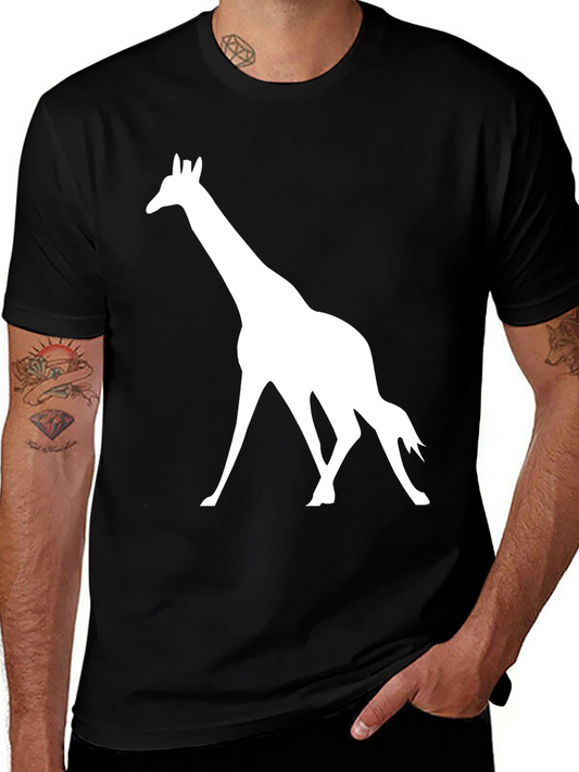 Giraffe Silhouette Graphic Tee - Black