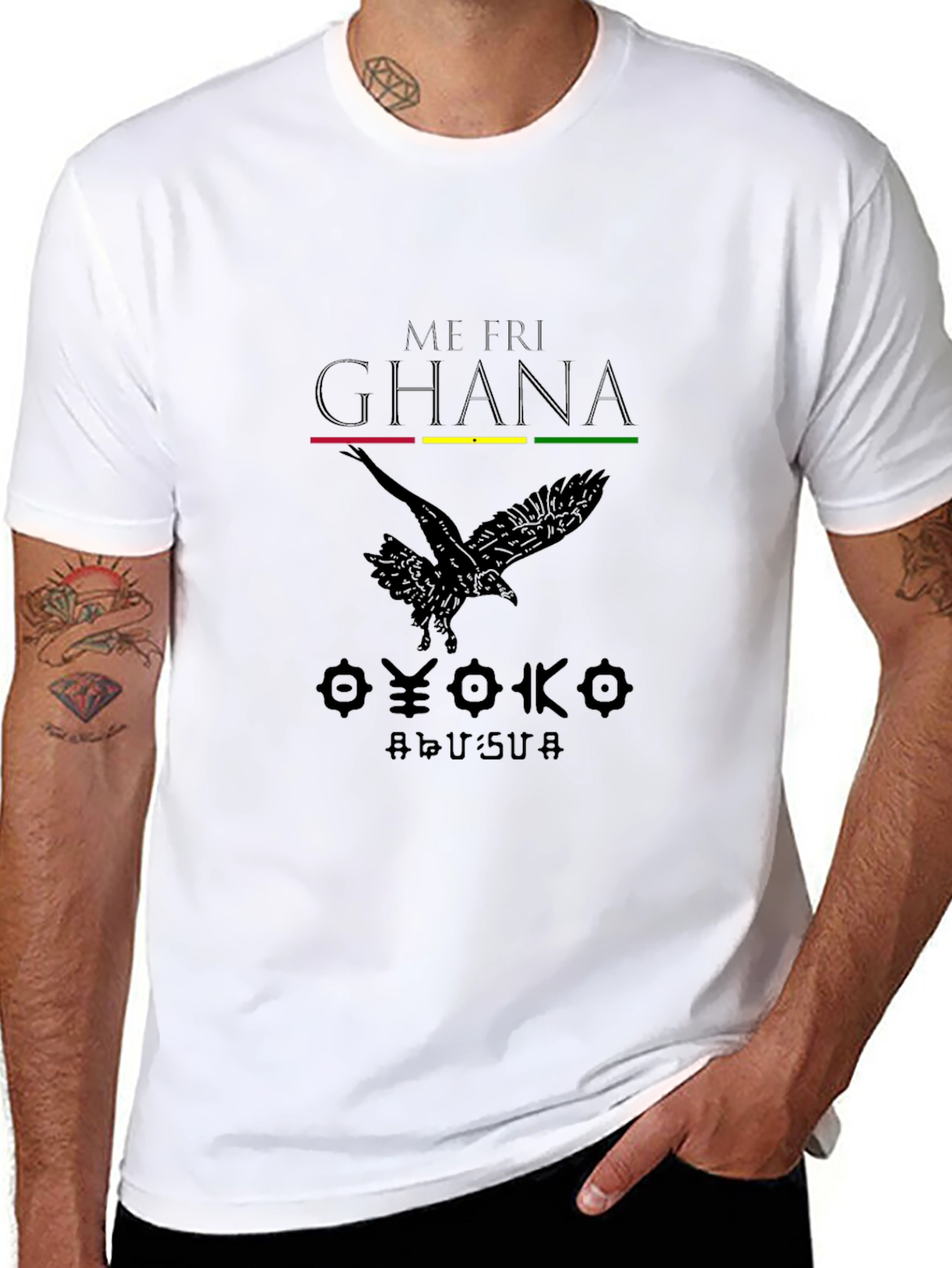 Ghana Print Black T-Shirt African Pride Tee