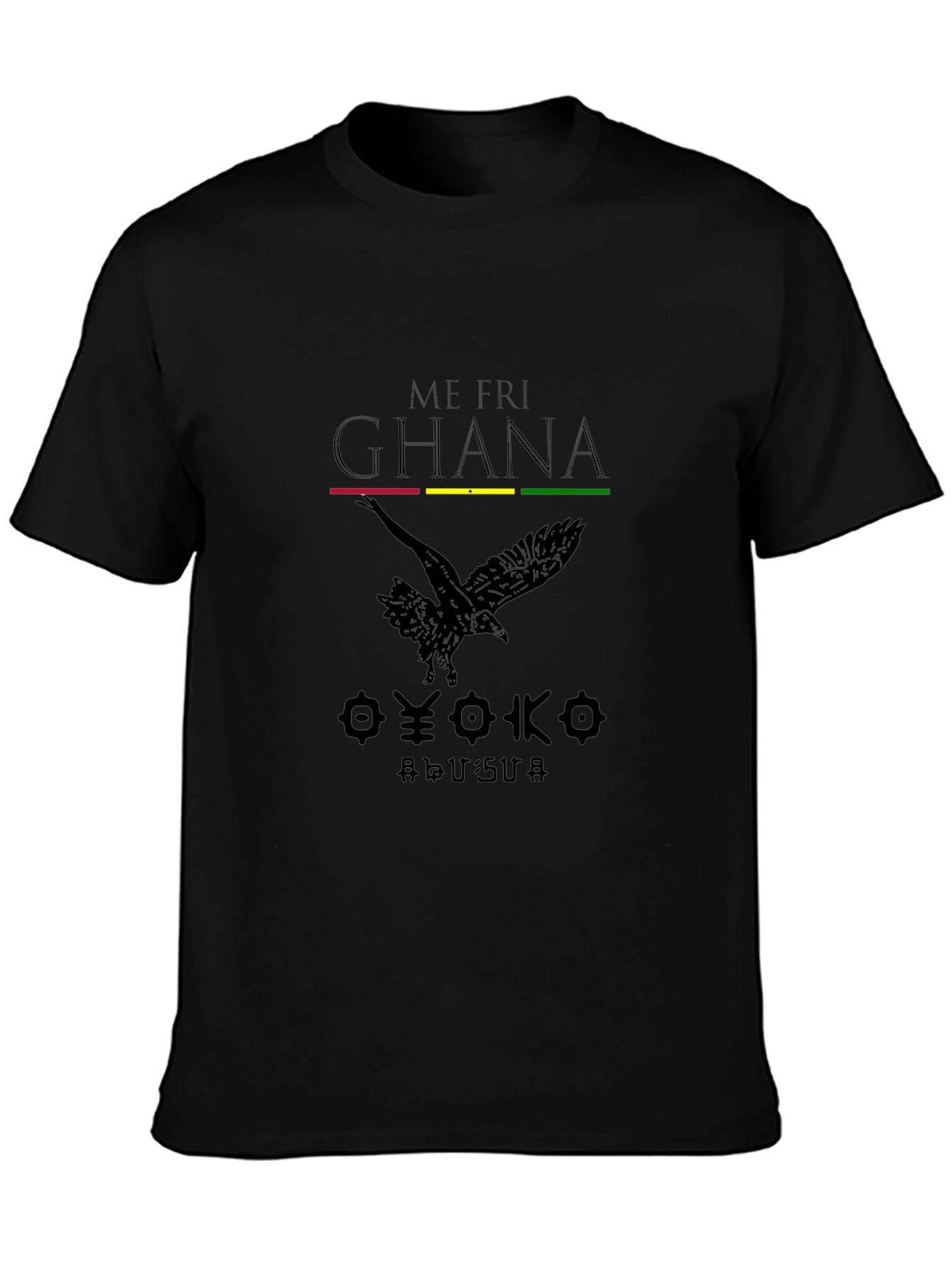Ghana Print Black T-Shirt African Pride Tee