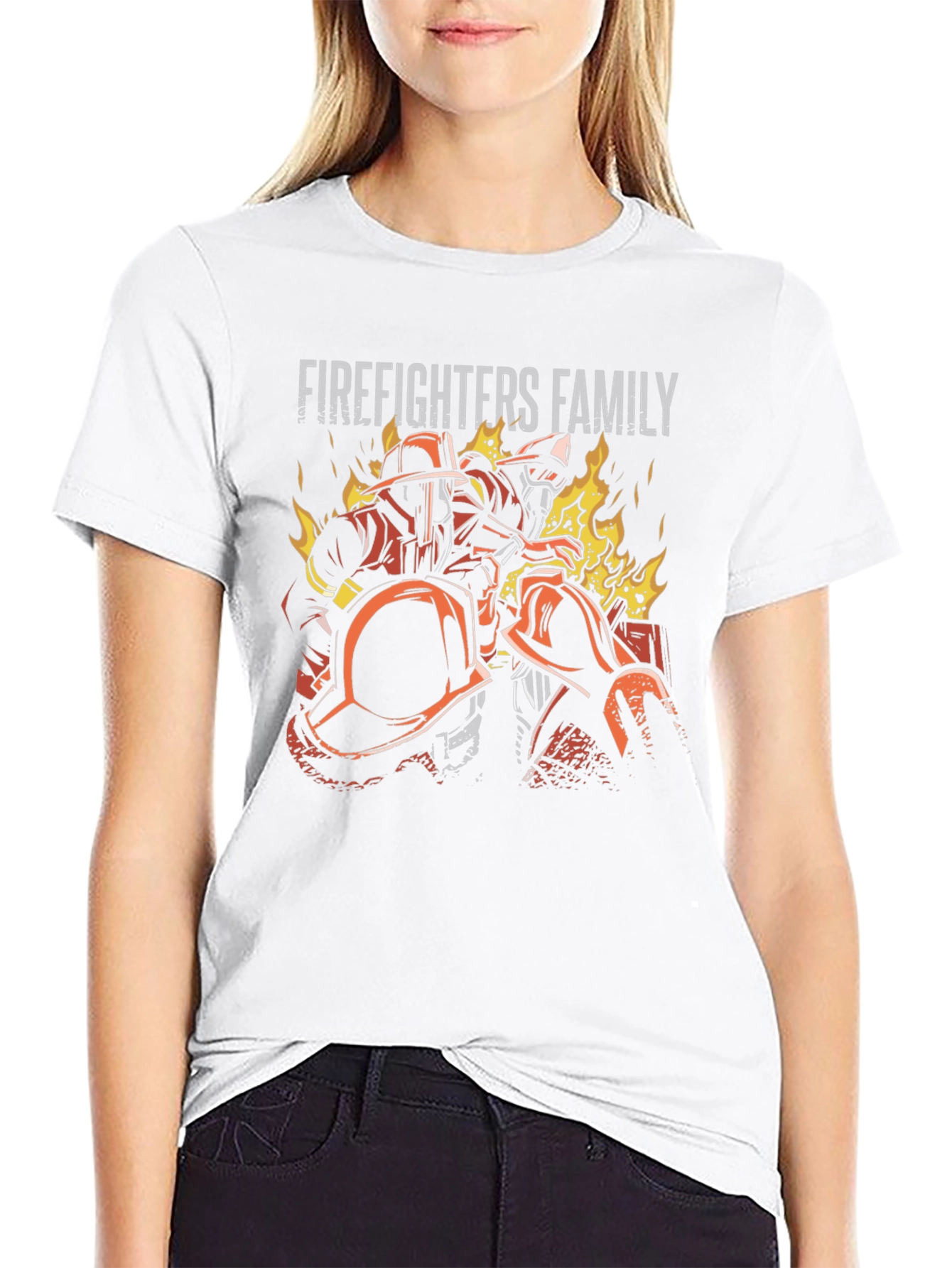 Firefighters Family Graphic Tee - Black Cotton T-Shirt