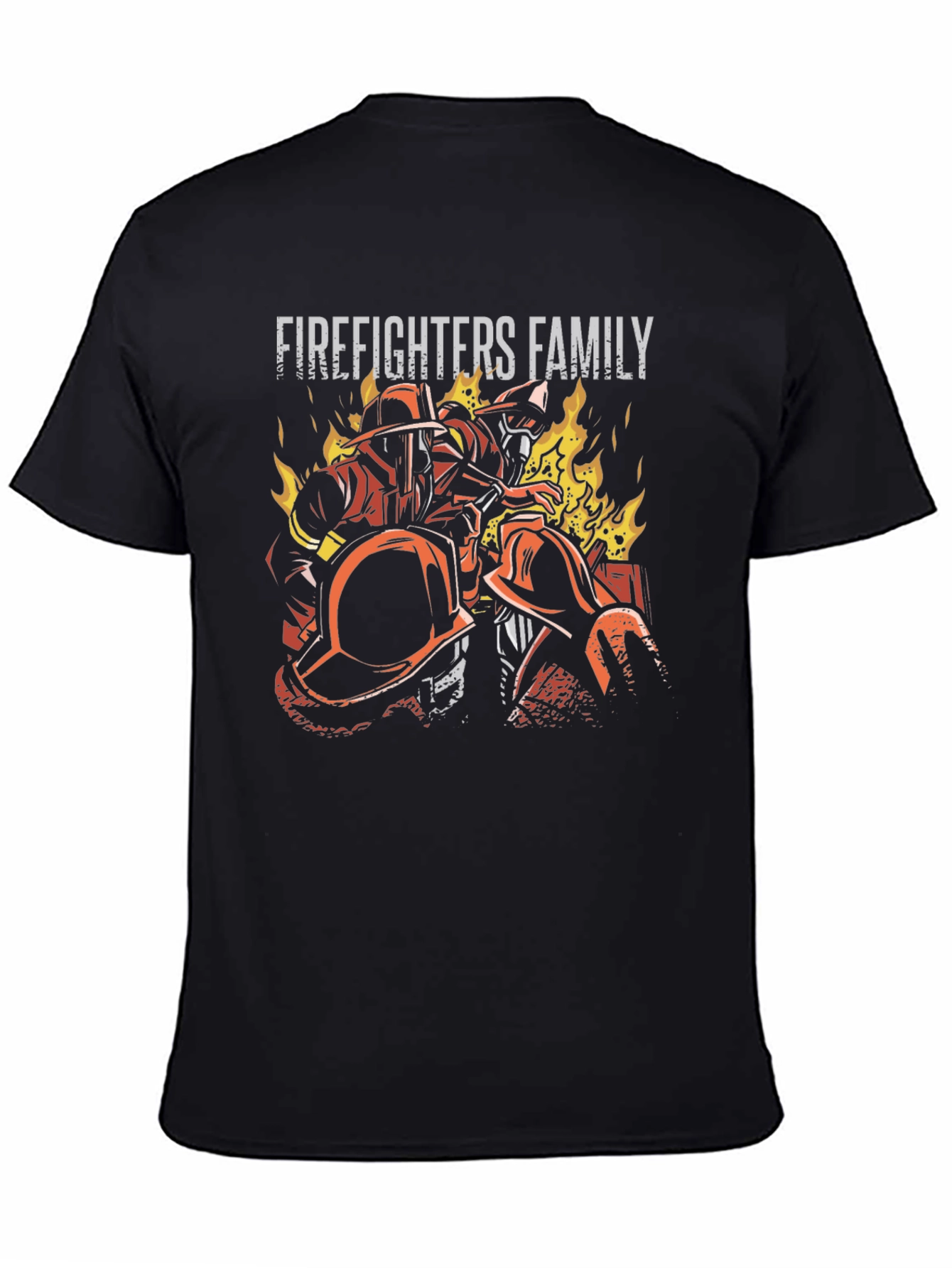 Firefighters Family Graphic Tee - Black Cotton T-Shirt