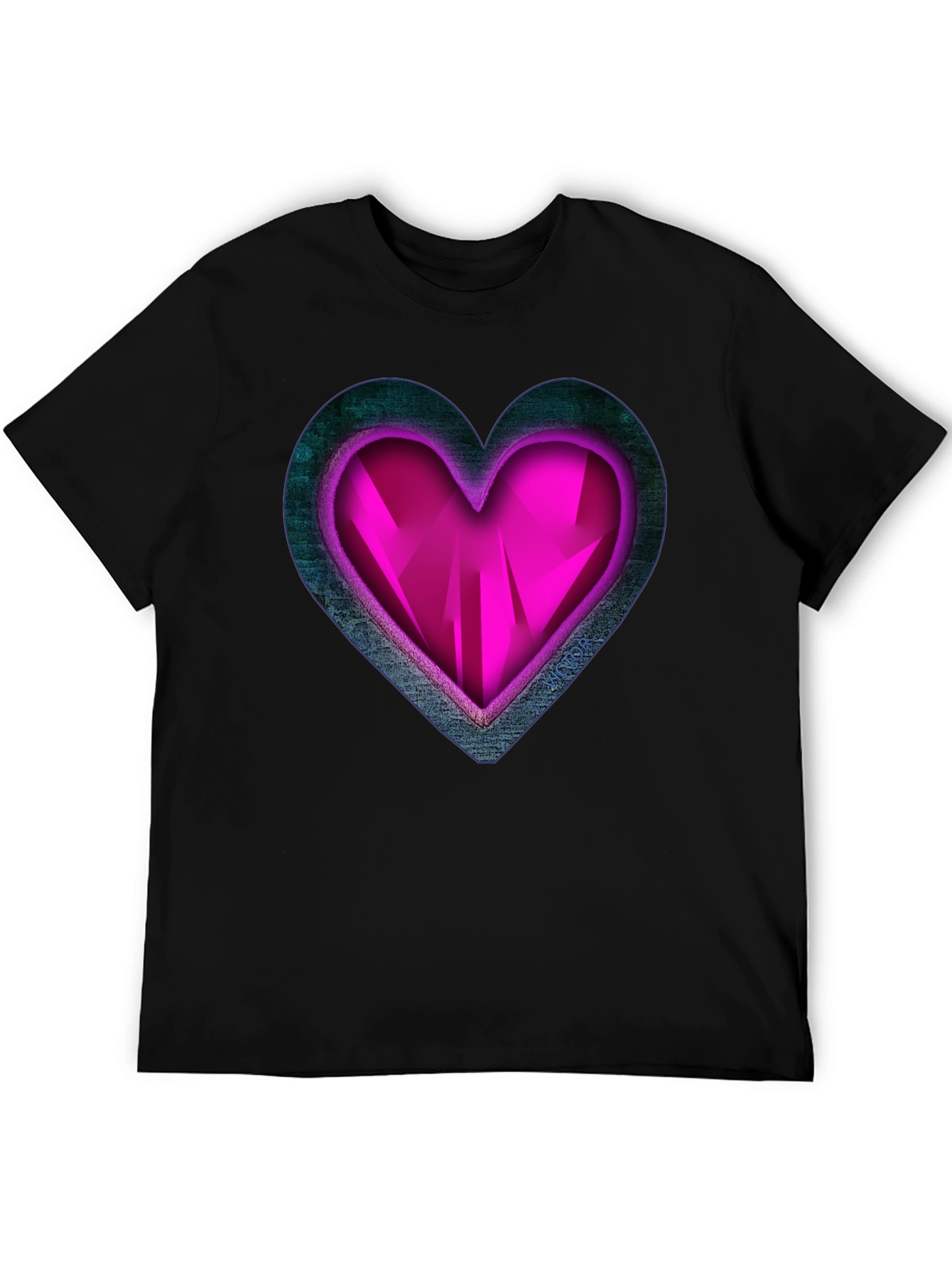 Geometric Heart Graphic Tee - Stylish Mens Black T-Shirt