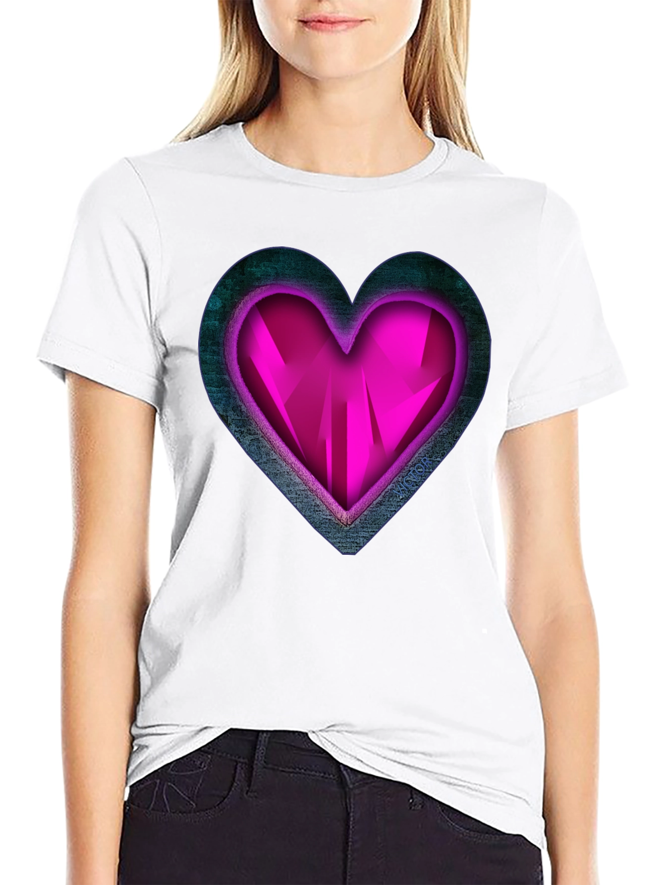 Geometric Heart Graphic Tee - Stylish Mens Black T-Shirt