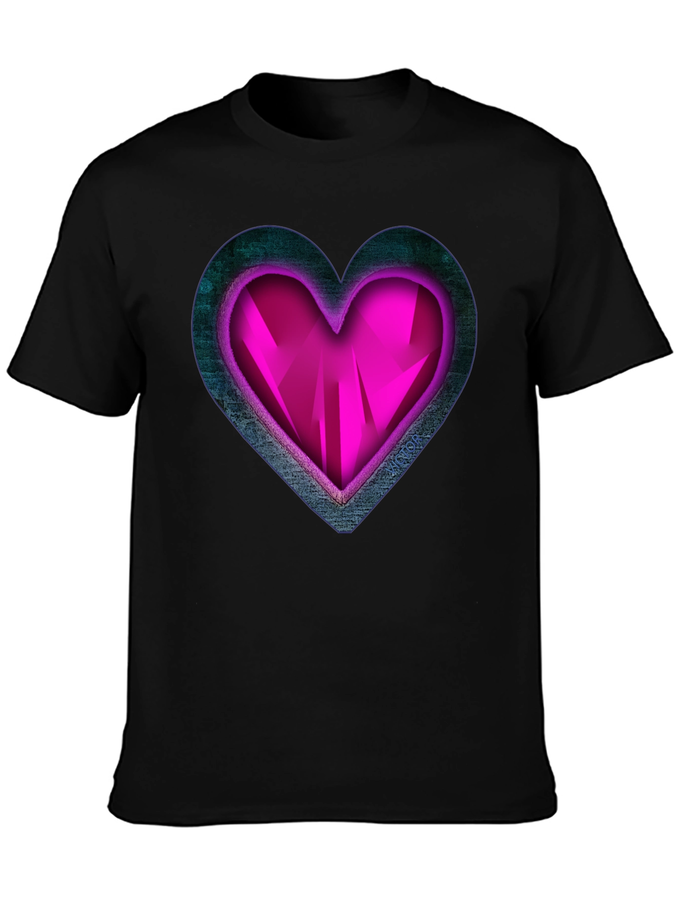 Geometric Heart Graphic Tee - Stylish Mens Black T-Shirt
