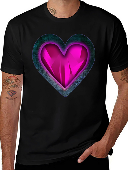 Geometric Heart Graphic Tee - Stylish Mens Black T-Shirt